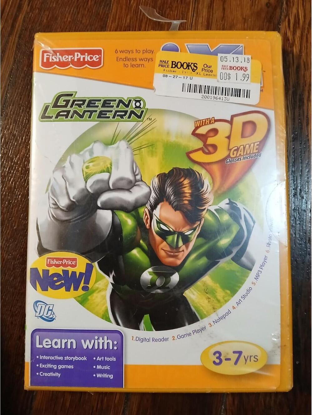 Fisher Price iXL Learning System Green Lantern DC Comics 3D Game Ages 3-7 Yrs